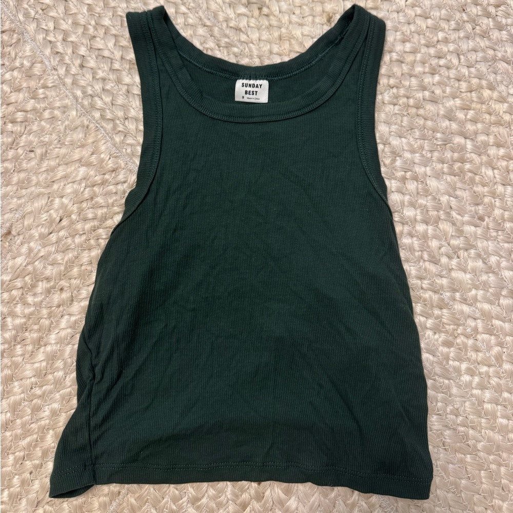 Aritzia Sunday Best Dark Green Ribbed Tank